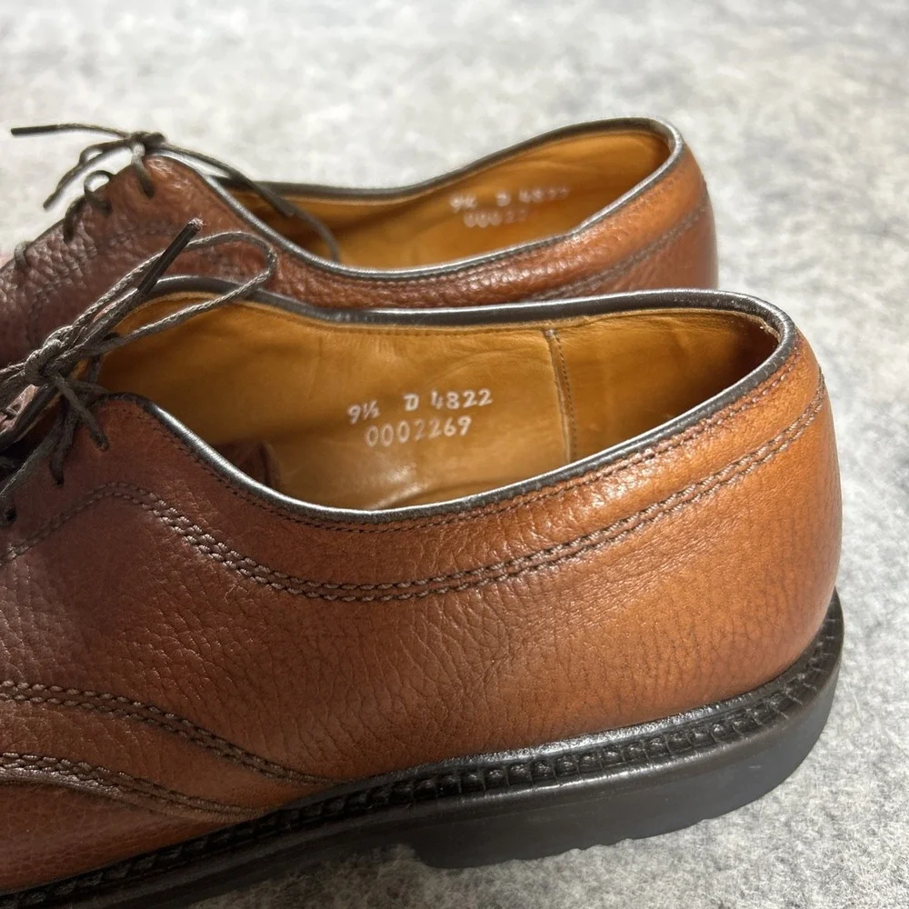 Allen Edmonds Becker Dress‎ Shoes 9.5 D Brown Pebbled Leather Cap Toe USA Made